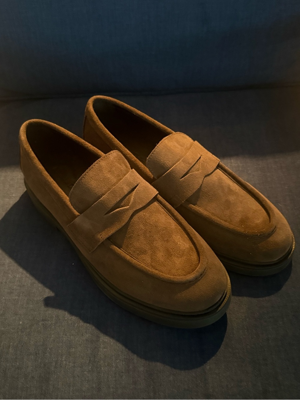 Massimo Dutti NIB Men's Suede Penny Loafers in Brown